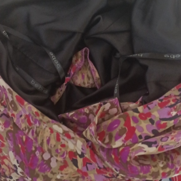 Y2K Bebe Womens Romper Jumper Sz XXS Pink Multi 100% Silk Watercolor One Piece - Picture 9 of 9